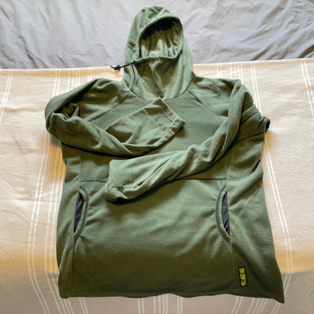 Melanzana micro-grid fleece hoodie - sage - large